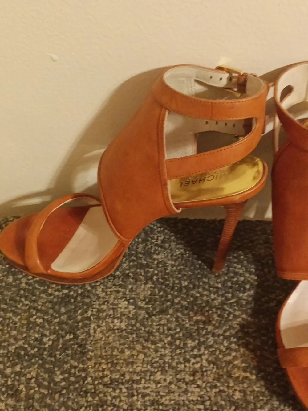 Michael Kors Women's Chestnut Tan Open-Toe High Heel Stilleto Sandals Size 8